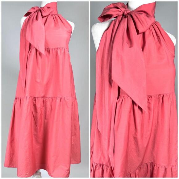 NEW! Theory Pink Ruffle Hem Halter Dress Size P